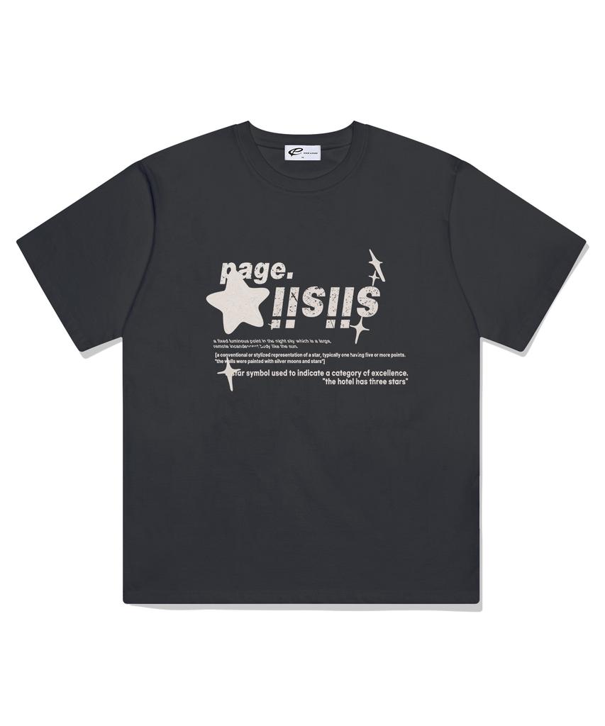 PAGESIISII Cream Chrome Sisi Stars Printed Short Sleeve T-Shirt Charcoal