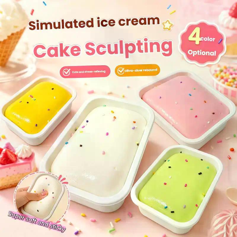 Sticky Box Cake Butter Ice Cream Squeeze Toy Slow Rising Non-Toxic Fidget Toy For Kids Adults Home Office Relaxation