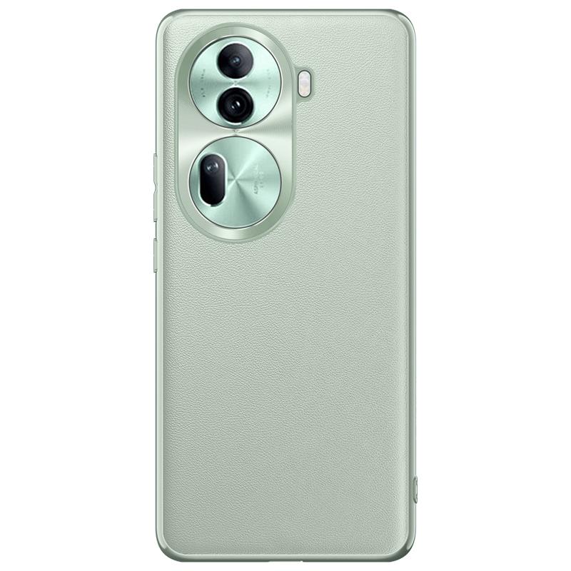 

For Oppo Reno11 Pro 5G (Global) Phone Case PU Leather Soft Texture Back Cover Light Green
