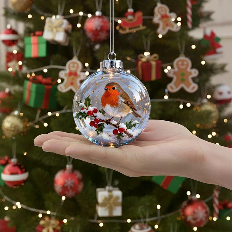 Ornament Nature's Birds Clear Christmas , Hummingbird Christmas Tree Ornaments for Xmas Decor, Clear Balls for Home Decor