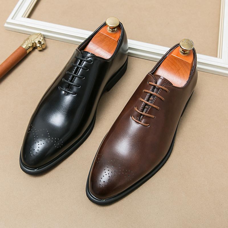 New pointed business brock leather shoes men's formal wear professional office trend shoes fashion wedding men's shoes