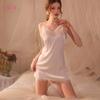 Hua Guanyu New Sexy Pajamas Hollow Lace Loungewear Sexy Underwear Hot Ice Silk Suspender Nightdress