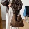 Large Capacity Brown Tweed Tote Bag with Chain Strap Minimalist Style Commuting and Daily Use Durable Handle Shoulder Bag KTY