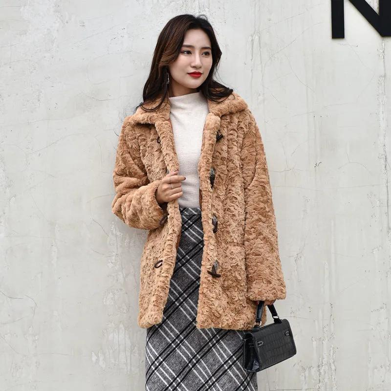 

Осень и Зима Свободное Пальто из Искусственного Меха Универсальное Женское Средней Длины Меховое Цельное Пальто Норка Щетка Цветок Плюшевое Пальто Шерсть Высокого Качества 6XL