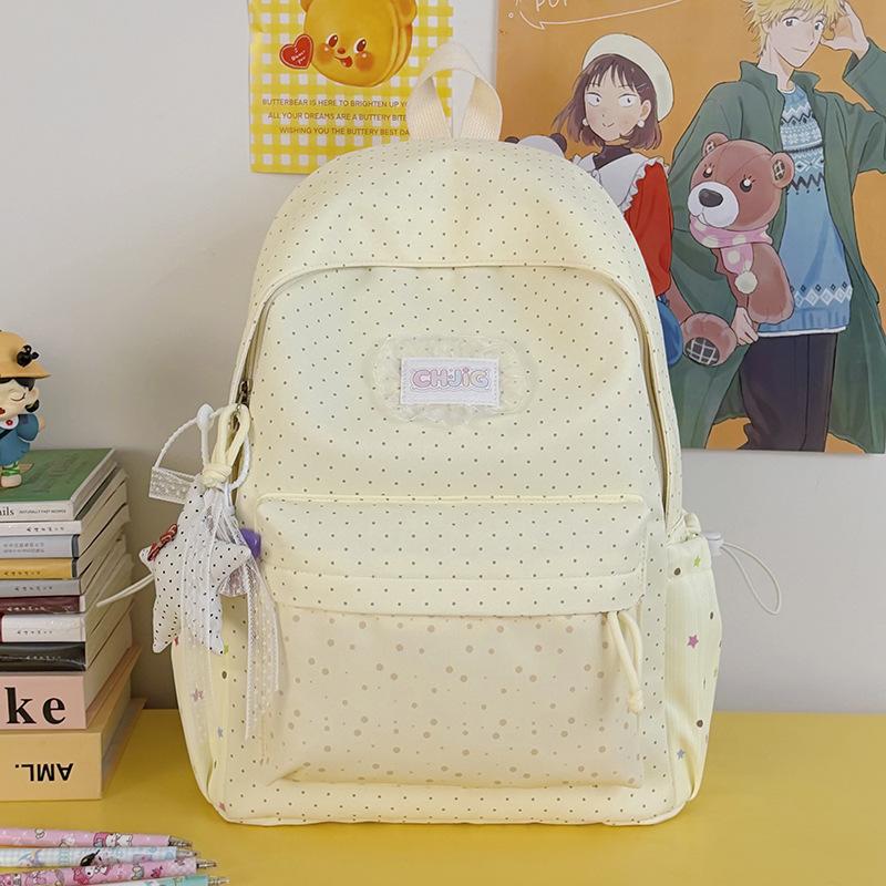 Campus High-end Casual Lightweight Backpack with Polka Dot Pattern