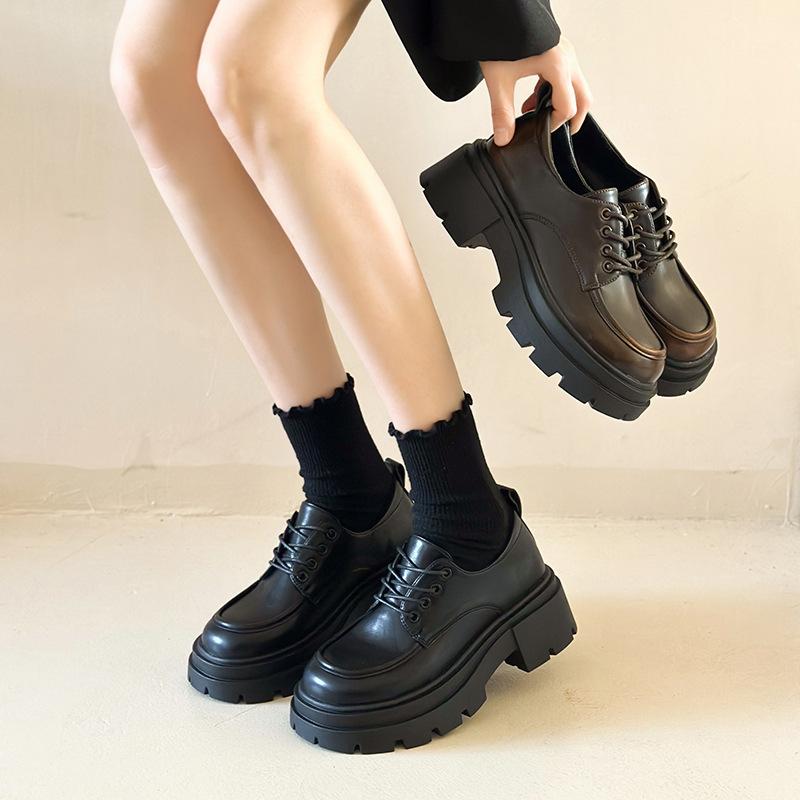 College style lace-up loafers women's 2025 new British ins Maillard platform small leather shoes Jk single shoes