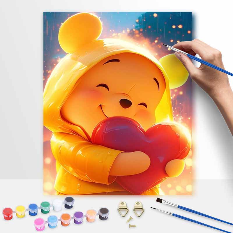 Disney Oil Painting Winnie the Pooh Heart Art Handmade Diy Painting Home Decoration Gift