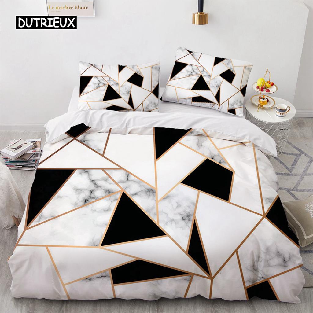 Simple Marbling  Bedding Sets European and American Style Duvet Cover Luxury Comforter Geometry for Women Teens Room Decorations
