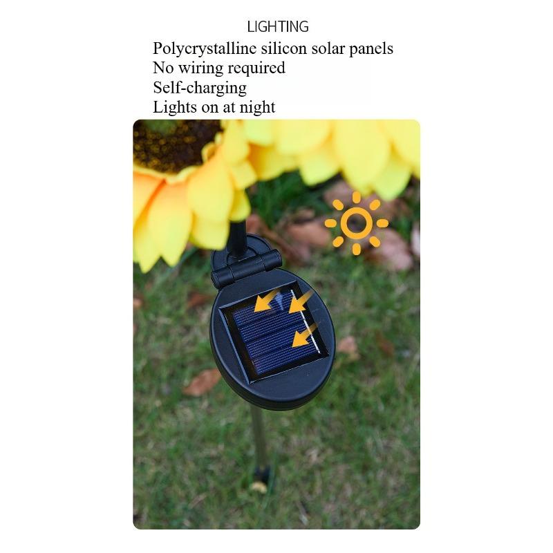 1PACK Solar LED Sunflower Garden Lights, Realistic Night Glow Energy Saving Outdoor Lighting for Garden, Lawn, Home, Terrace and Porch Decorations