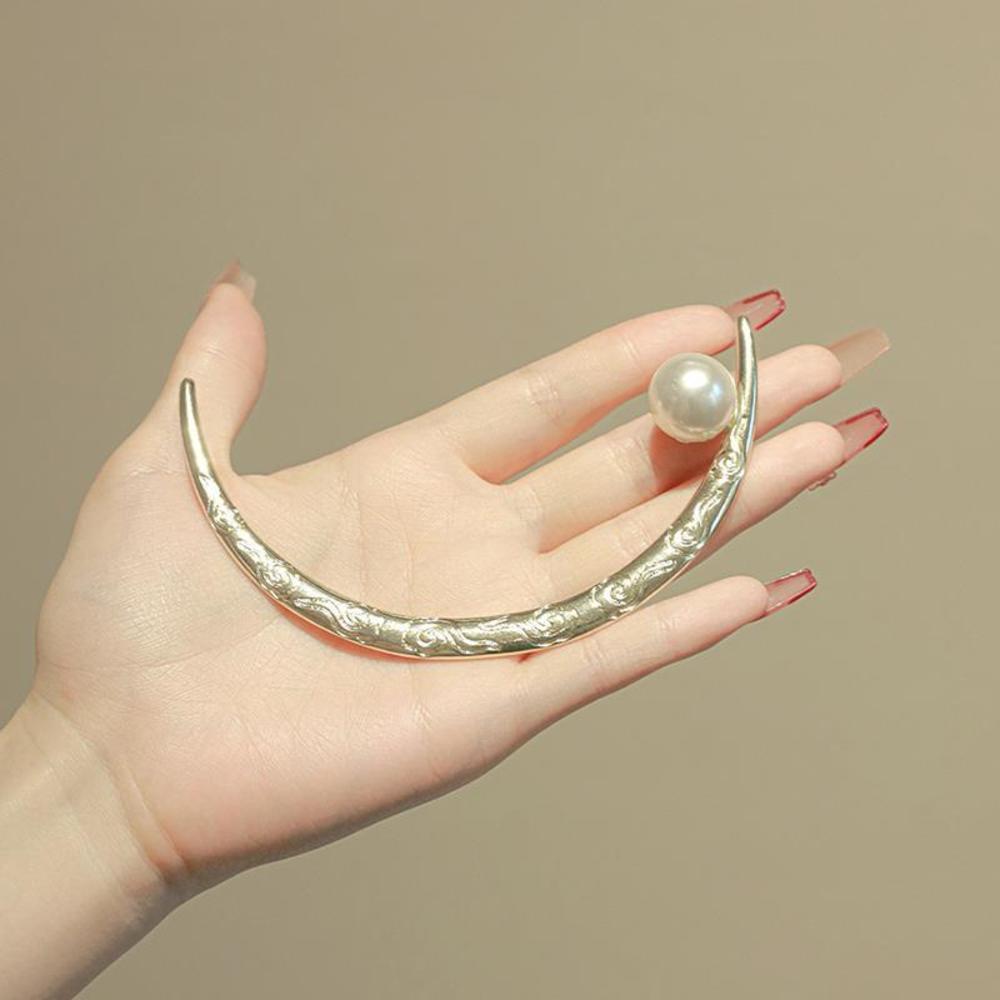 Women's Hairpin Straight Curved Metal Hair Stick Pin Chinese Style Headdress Elegant Jewelry Accessories Wedding Party Headwear