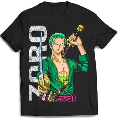 One Piece Zorro Japanischer Anime Herren Damen Sommer T-Shirt Übergroß Retro Kurzärmlig Lässig Bequem Locker Harajuku Street