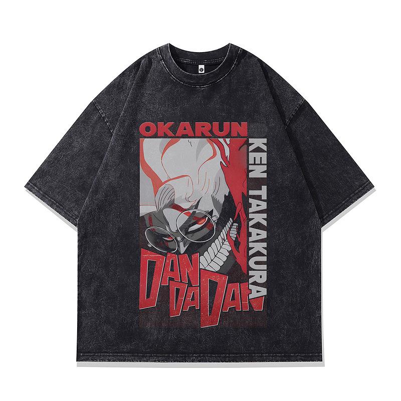 Men'S Retro Washed Short Sleeve T-Shirt American Street Trend Brand Digital Direct Injection Printing Loose Cotton Half Sleeve