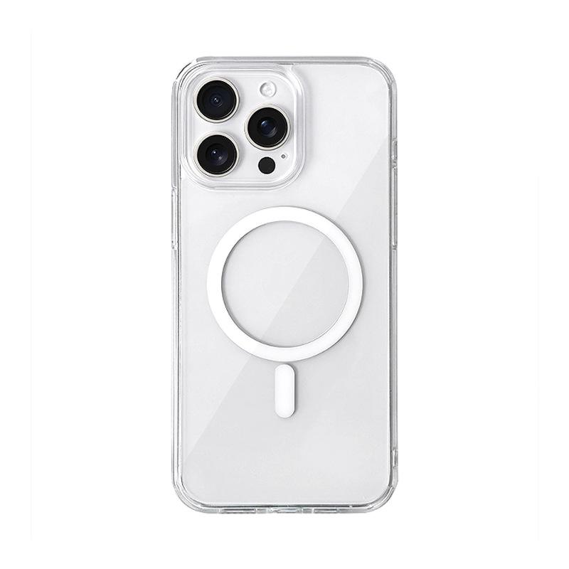 Compatible iPhone 16 Pro Max Case: High-Transparency PC, Bare Feel, Magnetic for Apple 15, Simple, Transparent.