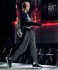 Deumakeu Color Match Side One-Pleat Wide String Pants Charcoal & Black