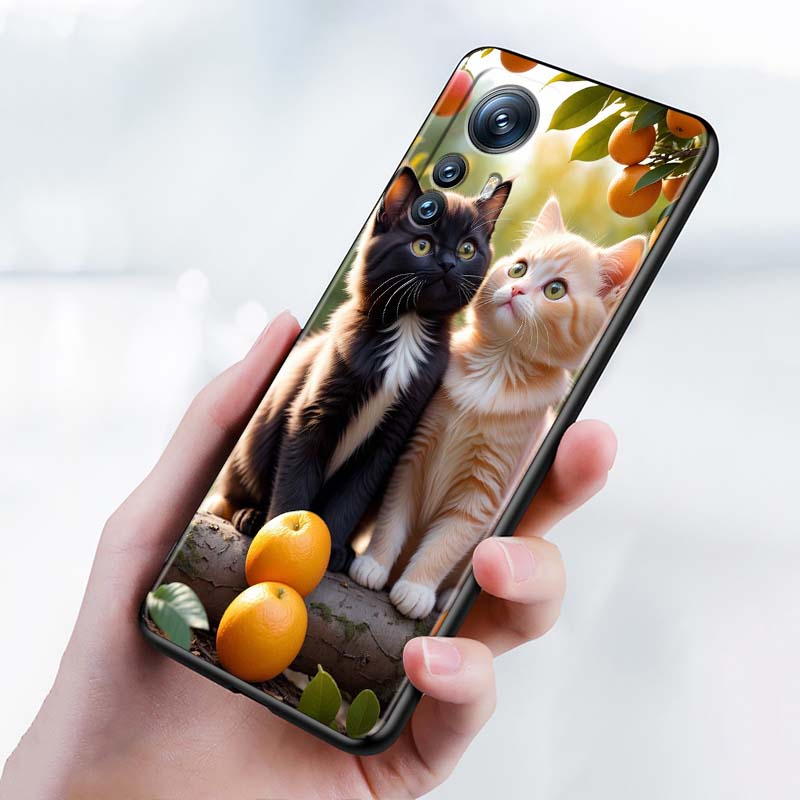 Cute cartoon cat illustration For Xiaomi Mi 15 14 13 13T 12 12T 12S 11 11i 11T Pro Ultra Lite 5G Black Soft Phone Case