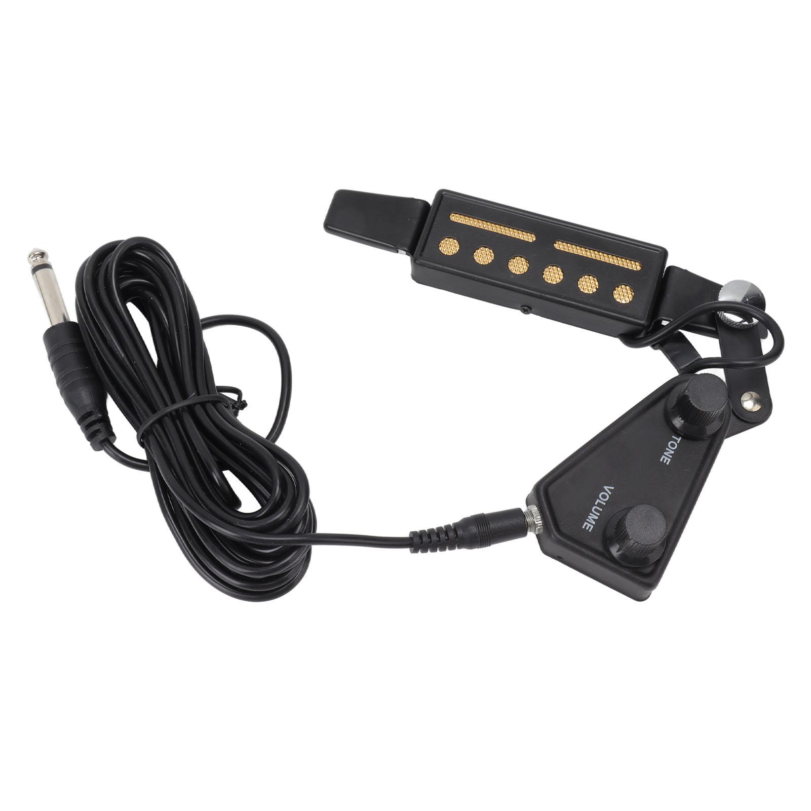 

Soundhole Pickup Volume Tone Control 6 Hole Guitar Pickup for Acoustic Electric Guitar Black
