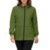 Women's Waterproof Windproof Hooded Jacket Lightweight Outdoor Raincoat Full Zip Front Pockets Adjustable Drawstring Hood