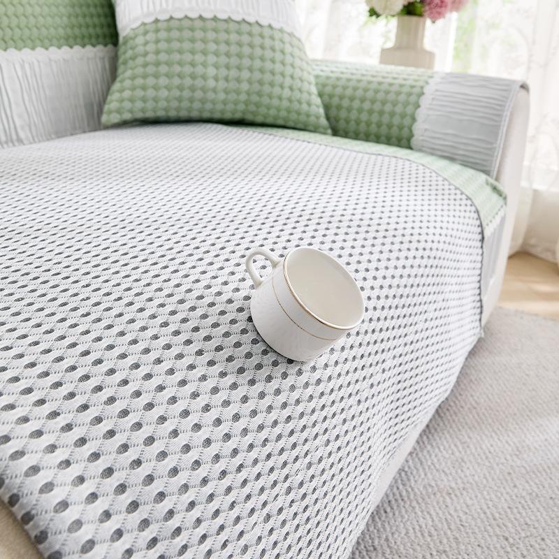 Summer Cool Ice Silk Sofa Cushion  New Light French High-End Summer Thin Straight Non-Slip Mat