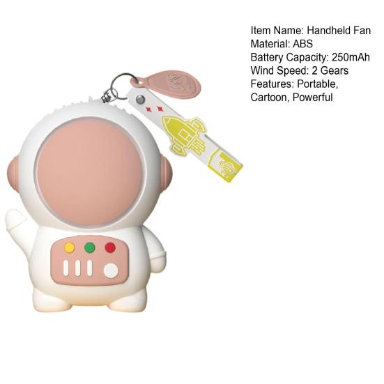 Mini Portable Fan Without Vane Cartoon Astronaut Shape Handheld Fan Cute Spaceman Personal Desk Fan Summer Rechargeable 2 Speed Cooling Fan for Travel