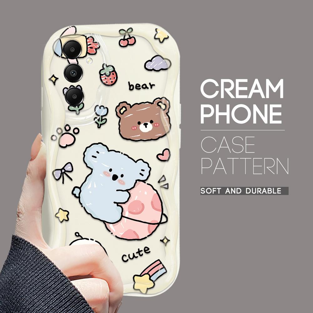 Cute Cartoon Pattern Cream Texture Casing Wavy Edge Soft Silicone Cover Phone Case for Samsung