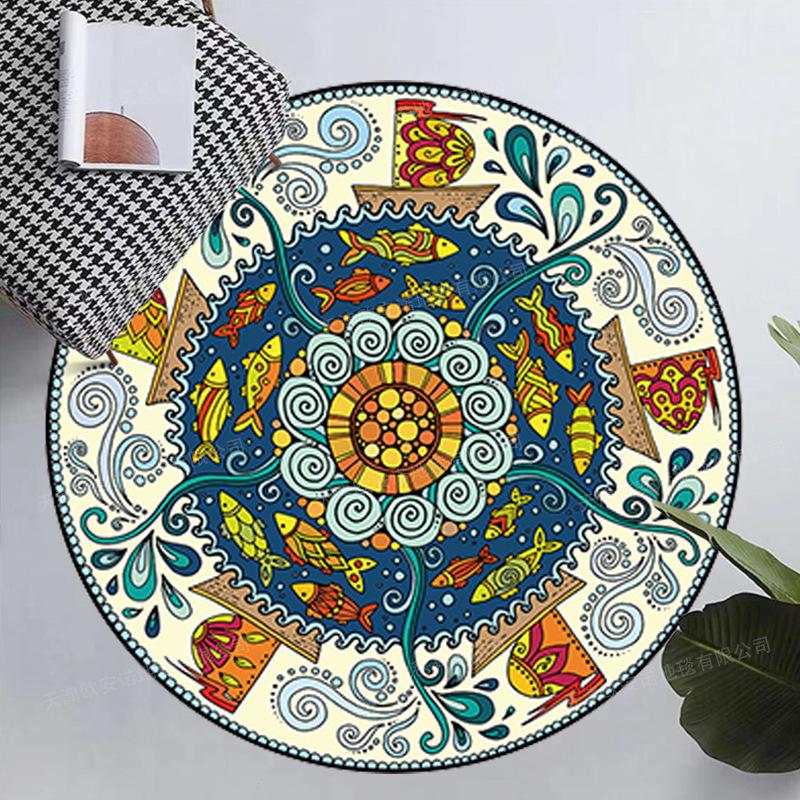 Ethnic Style Circular Carpet Balcony, Coffee Table Living Room Carpet Large-sized Carpet