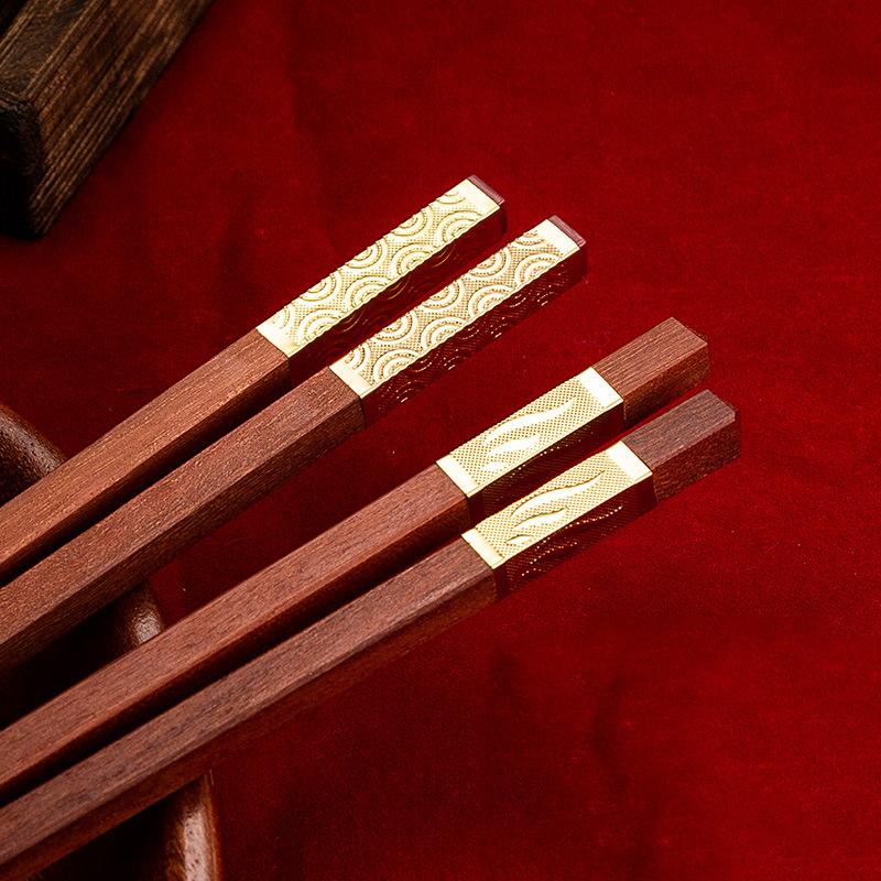 5 Pairs Red Sandalwood Chopsticks Set Natural Wooden Handmade Chopsticks Chinese Style Cooking Tools Tableware Gift