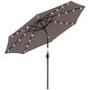 Outdoor Terrace Parasol Diameter 265 Cm Garden Parasol with 32 Solar LED Lights Steel Pole and Crank Tilting Parasol for Patio Terrace Grey