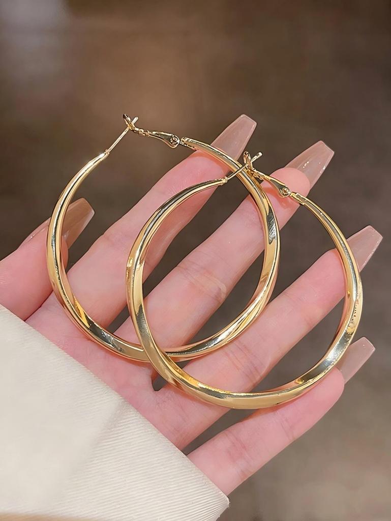 Kayi Elegante versilberte Kupfer-Creolen - Luxus-Stil für Frauen, perfekt für den täglichen Gebrauch oder Partys