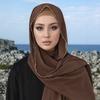 Muslim Chiffon Hijab Women Glitter Chain Edge Premium Chiffon Scarf Solid Color Plain Shawl Unique Edge Design Headscarf Wraps