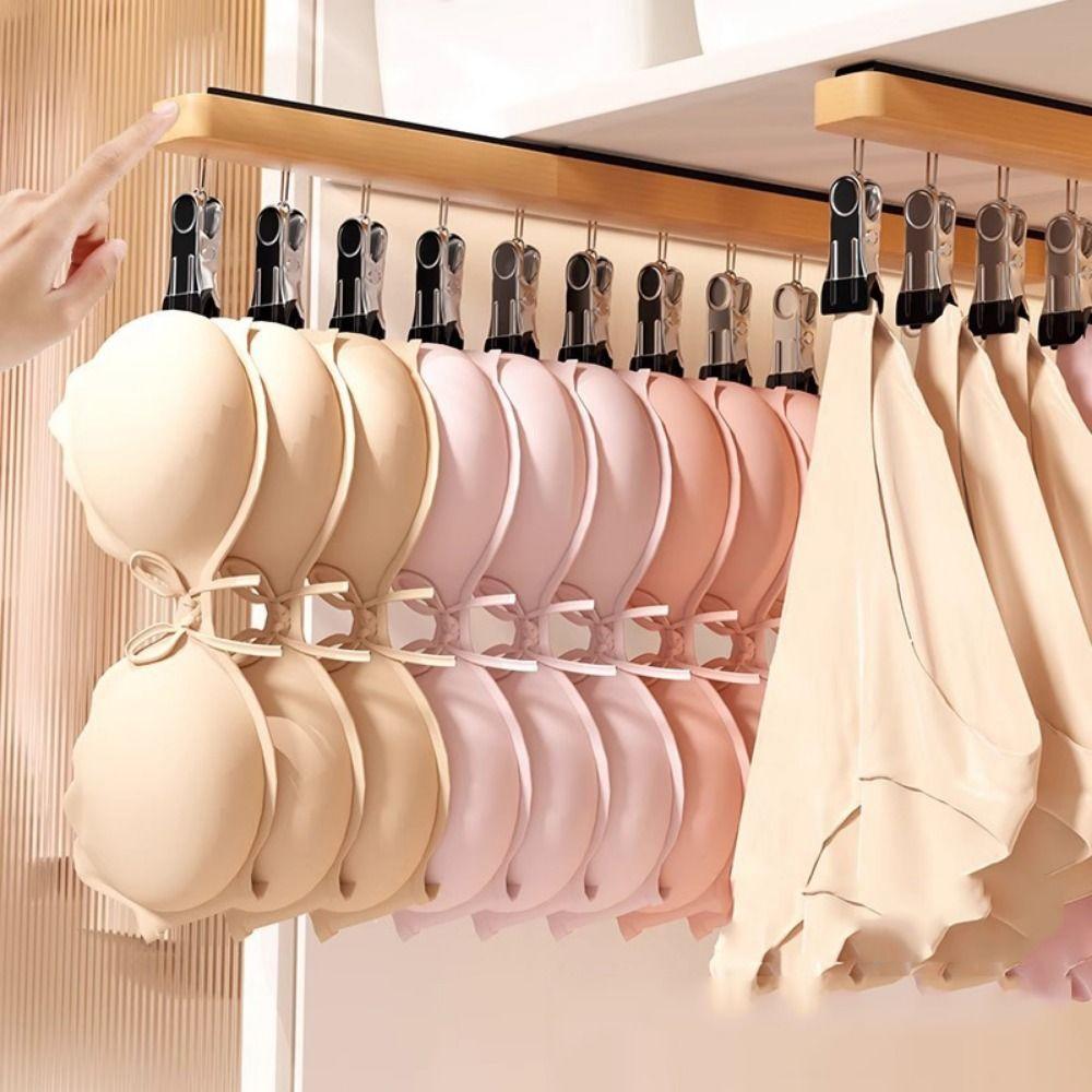 Retractable Wall Mounted Hat Holder 8/12 Clips Underwear Storage Hanger  for Home