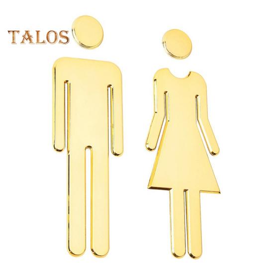 

2Pcs Акрилова наклейка для дзеркала для ванної кімнати Клейка двері для туалету Туалет 3D Чоловіки Жінки Знак Бізнес Ресторан Офіс Готель Ванна Ідентифікація стіни золотистий