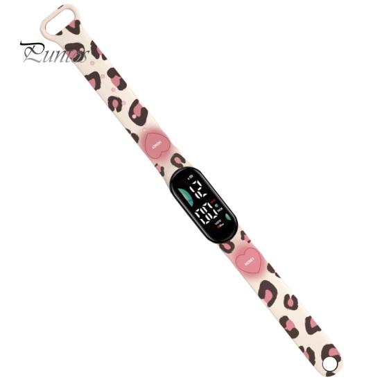 Children Digital Watch LED Cartoon Dog Print Adjustable Silicone Strap Clear Accurate Display Portable Students Unisex Wristwatch