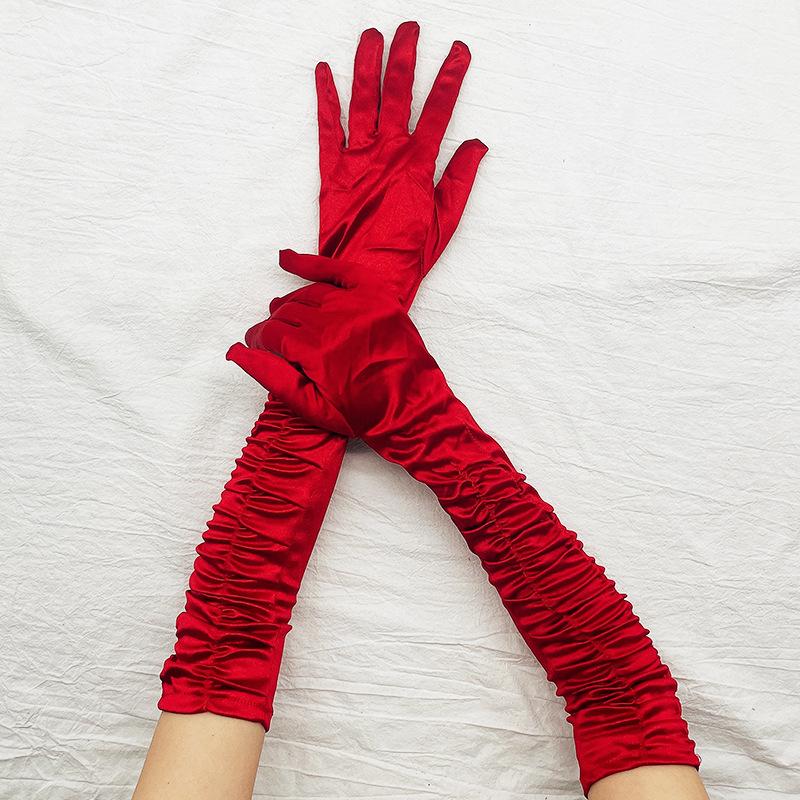Satin Satin Gloves Long Ladies Halloween Gloves Sexy Dinner Gloves Wedding Gloves Matte Satin Gloves