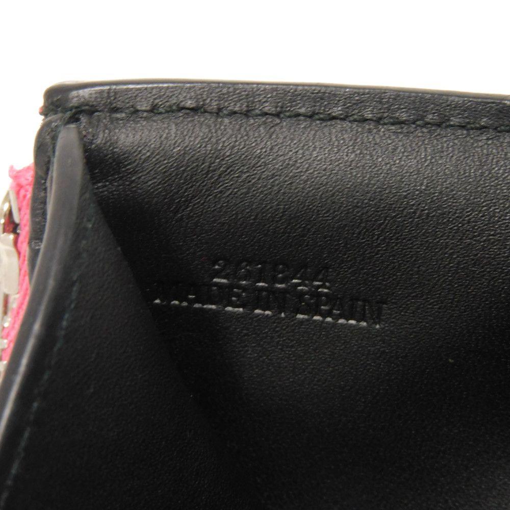 Used 12695 Small Vertical Trifold Wallet 107.55GS97 7942 Calfskin Black Repeat Anagram Pink Women's from Japan AUTHENTIC