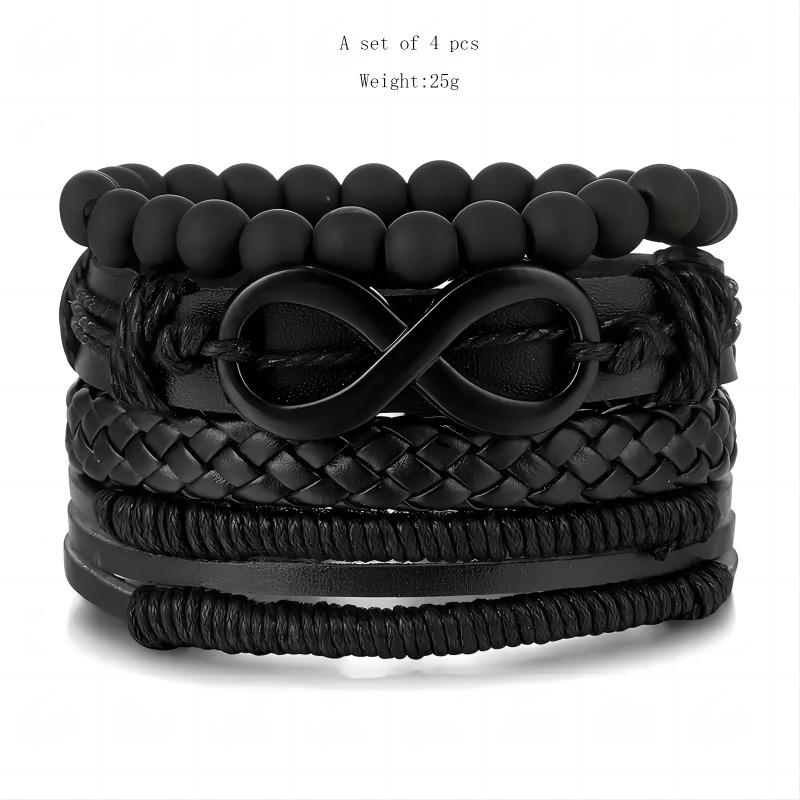 Hot Sale Unlimited 8 Character Accessories 4-piece Cowhide Bracelet Handwoven Retro Fashion Bracelet