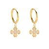 925 Sterling Silver Commuter Versatile Earrings 18K Gold Zircon Earrings Clover Sun Pendant Ear Buckles