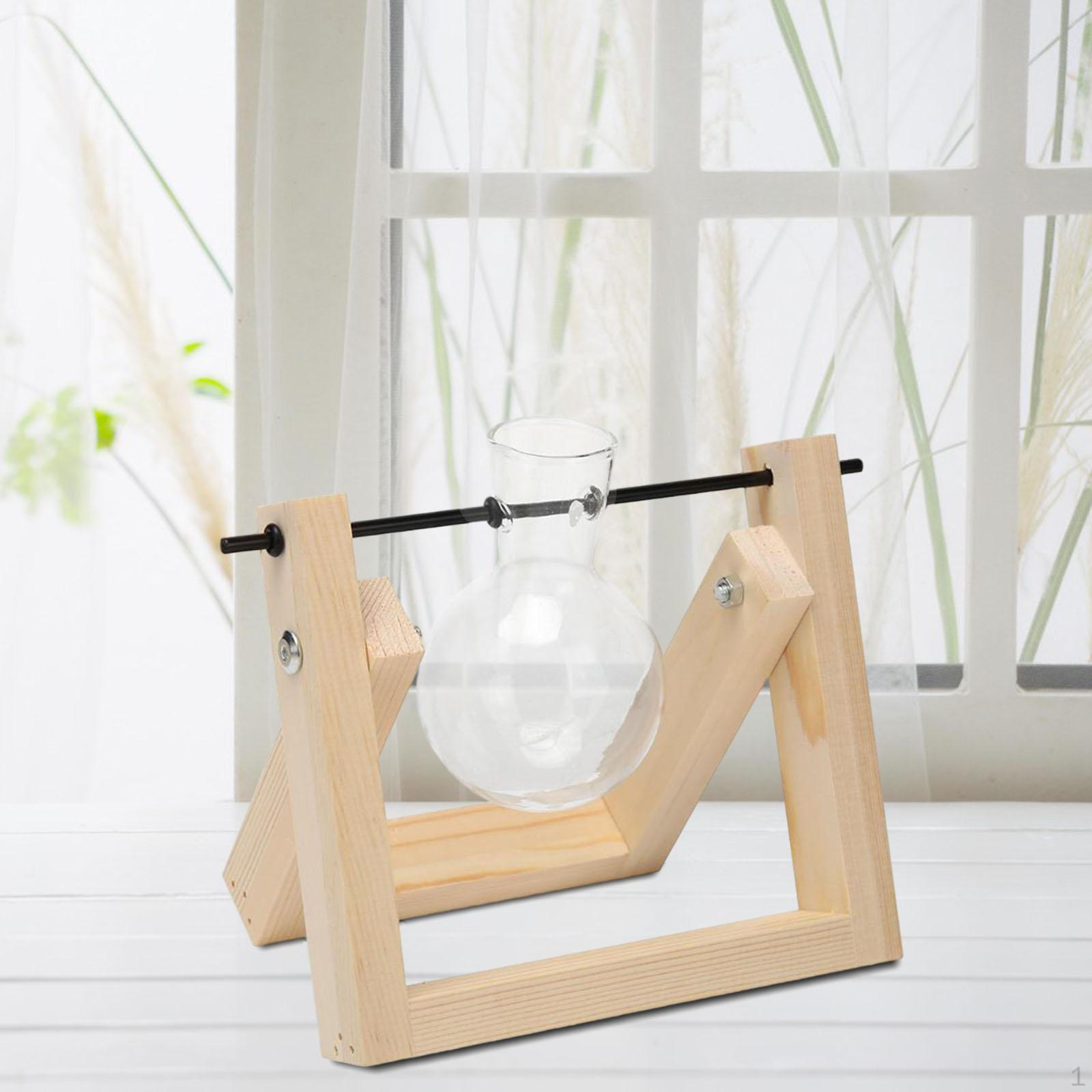 Bulb Vase Wooden Stand Pot Terrarium 1 Bulb Vase