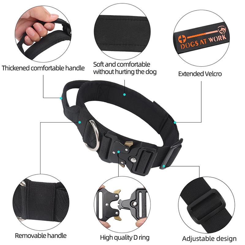 Adjustable Tactical Dog Collar Suitable For Medium Large Dogs Walking Training Collar Labrador Husky French Bulldog Collars Dog Supplies Decor