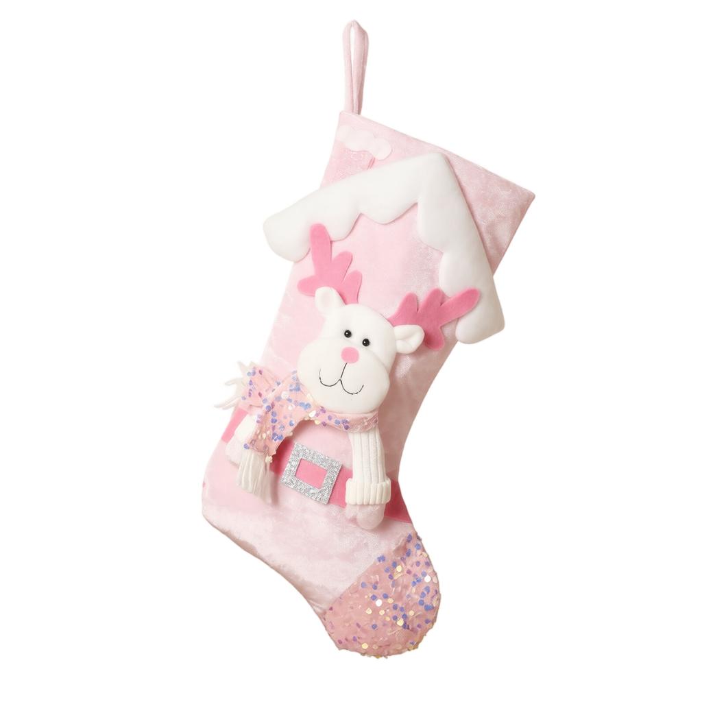 Sequin Christmas Stocking Gift Bags for Kids Holiday Candy Bags Hanging Ornament Christmas Party Decorations