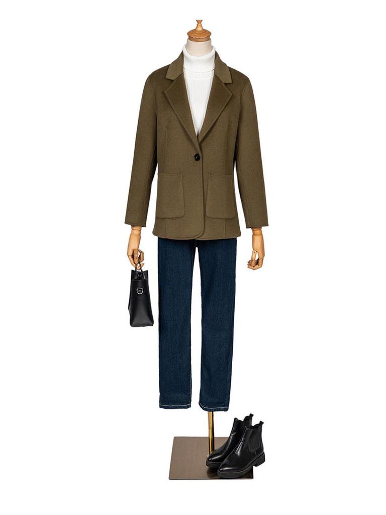 Women's Double-Faced Wool Blazer – Winter Slimming Essential Coat for a Versatile and Casual Workplace Look