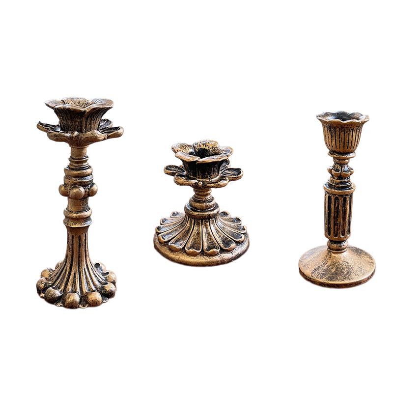 Vintage Candlestick Holders For Taper, Resin Candle Holder Retro Antique Bronze Candle Holder For Wedding Party