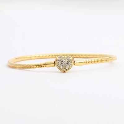 Exquisite Basic Chain Dense Heart -Shaped Gold Bracelet Fashion New Heart -Shaped Inlaid Diamond Snake Bone Chain