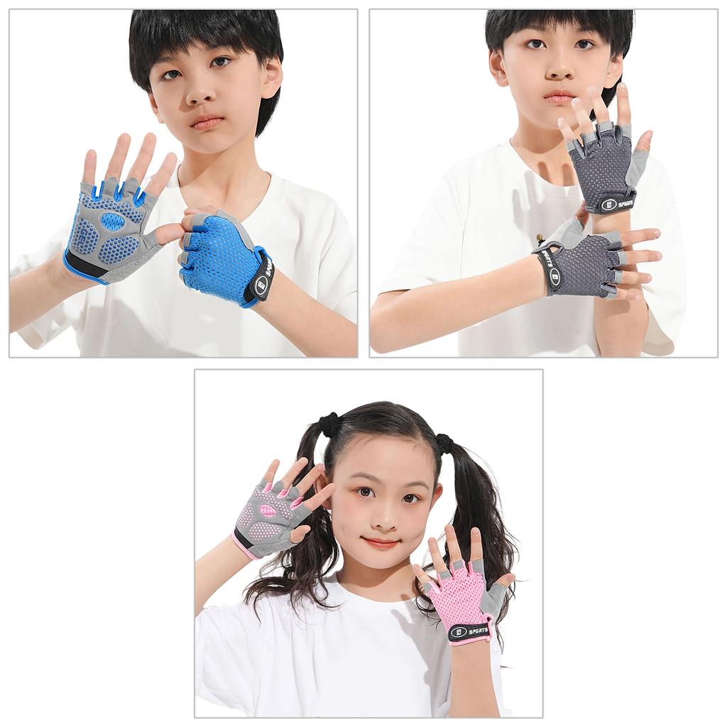 Children Half Finger Cycling Gloves Breathable Sport Gloves With Protective Palm For Cycling Scooter Outdoor Activity