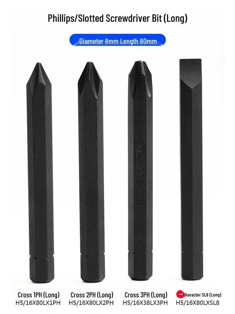 Phillips Impact Driver & Screwdriver Bits – Magnetic, Wear-Resistant Chrome Vanadium Alloy Steel