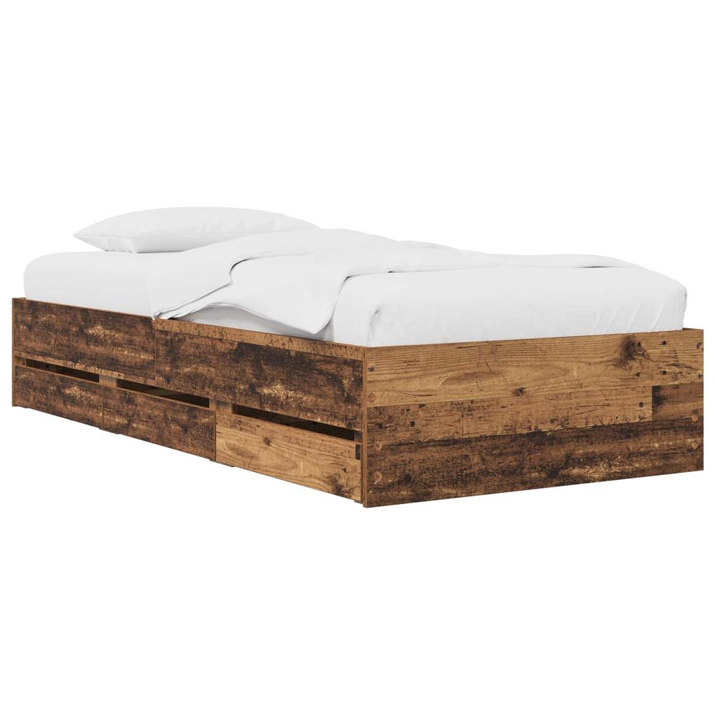 Bed Frame with Storage Reclaimed Wood Look 80 X 200 Cm Engineered Wood