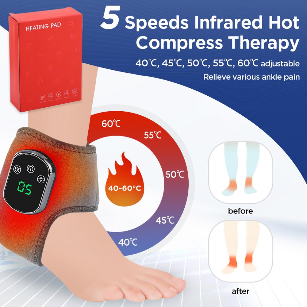 Heated Ankle Massager Hot Compresses Vibration Massage Breathable Material Cold Feet Warming Wrap USB FootAnkle Joint Protection