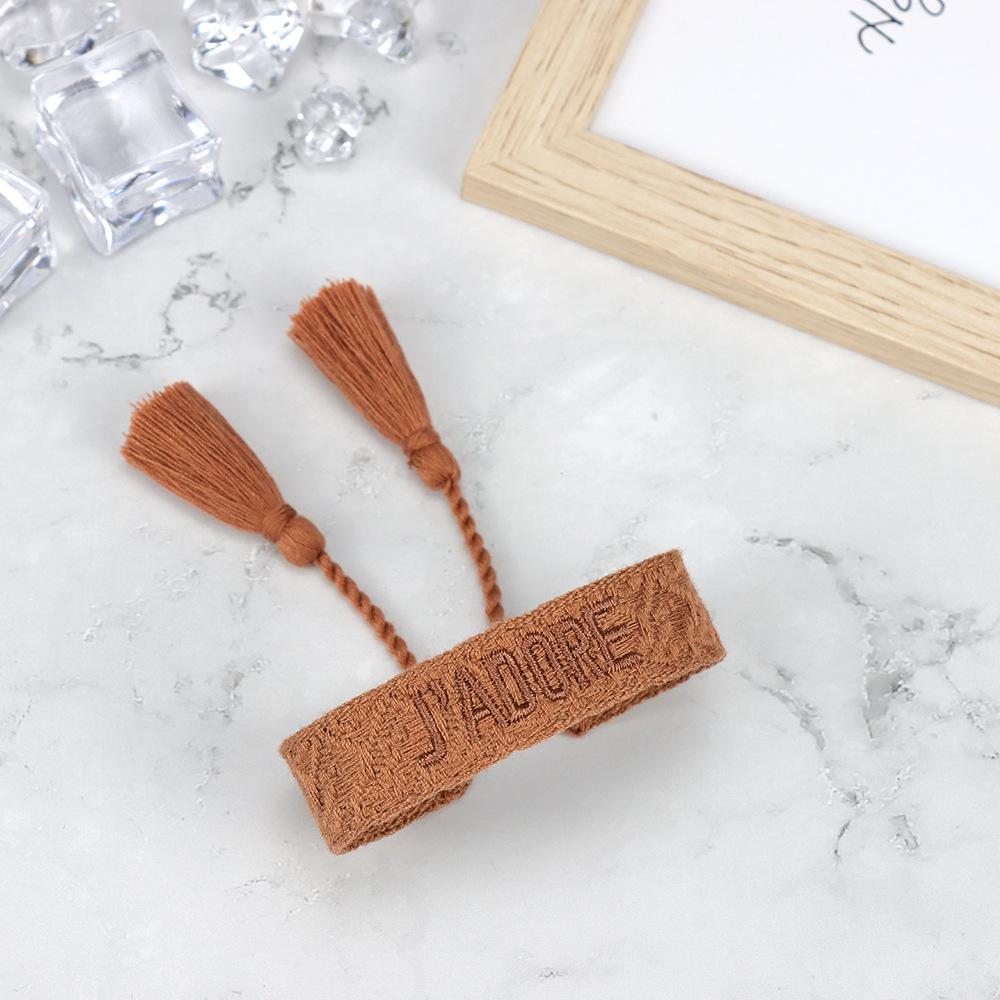 J'adore Bracelet: Embroidered Letter Tassel Wristband for Women & Couples