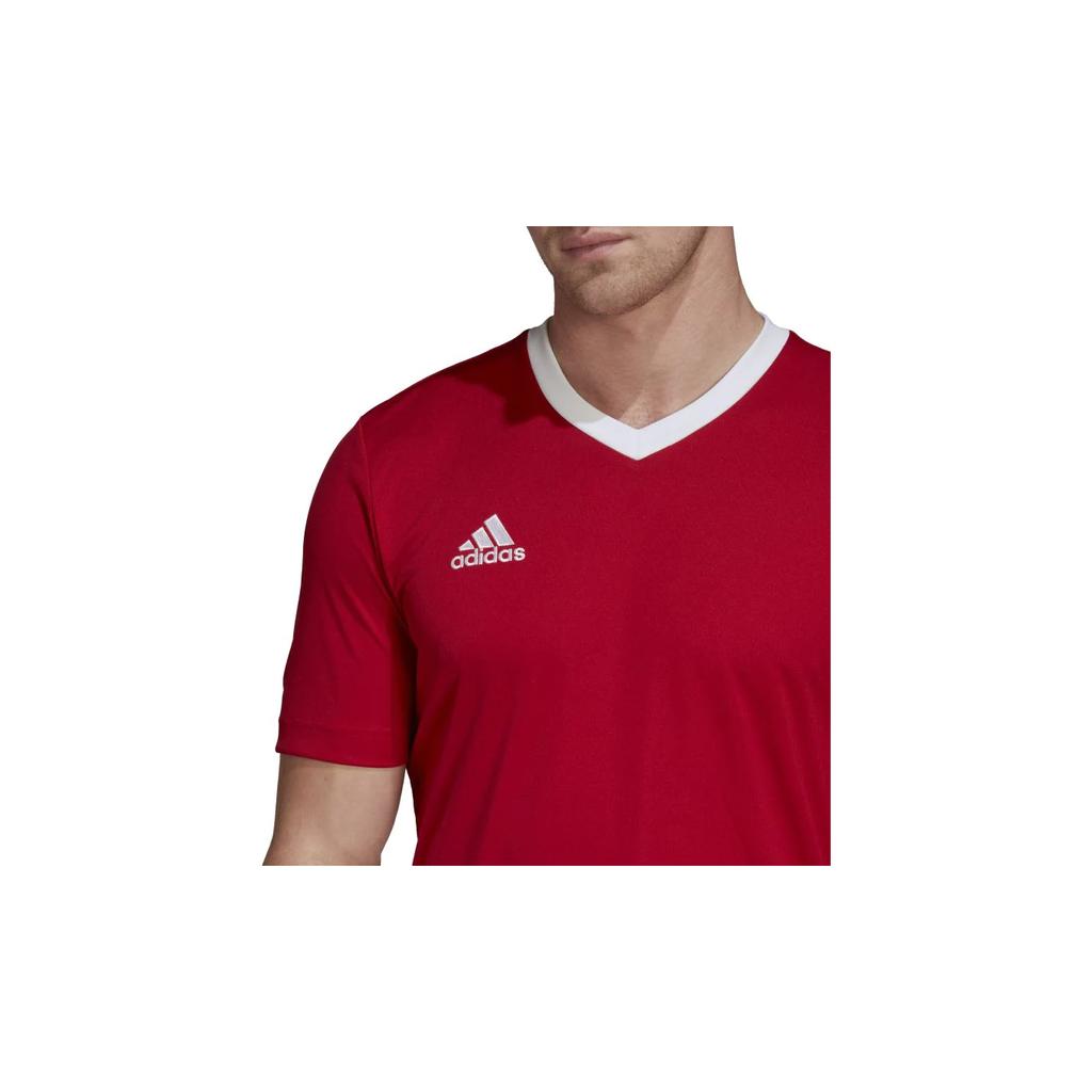Adidas Logo Letter Print V-Neck Fitted Short Sleeve T-Shirt Men Tops Red H61736