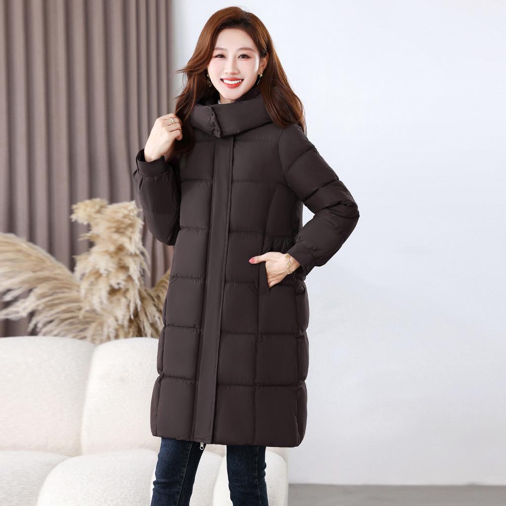 Winter new thickened hooded large size medium and long women's clothing fashionable versatile warm down cotton clothes women's coat
