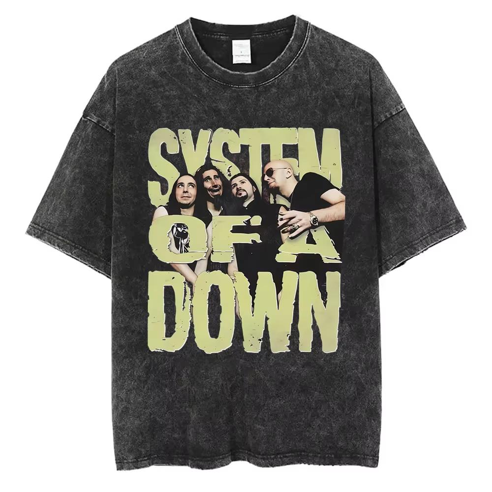 חולצת טי וינטג' מכובסת System of A Down Chop Suey לגברים ונשים רטרו רוק אוברסייז s מרצ' אלטרנטיבי מטאל חולצות טי